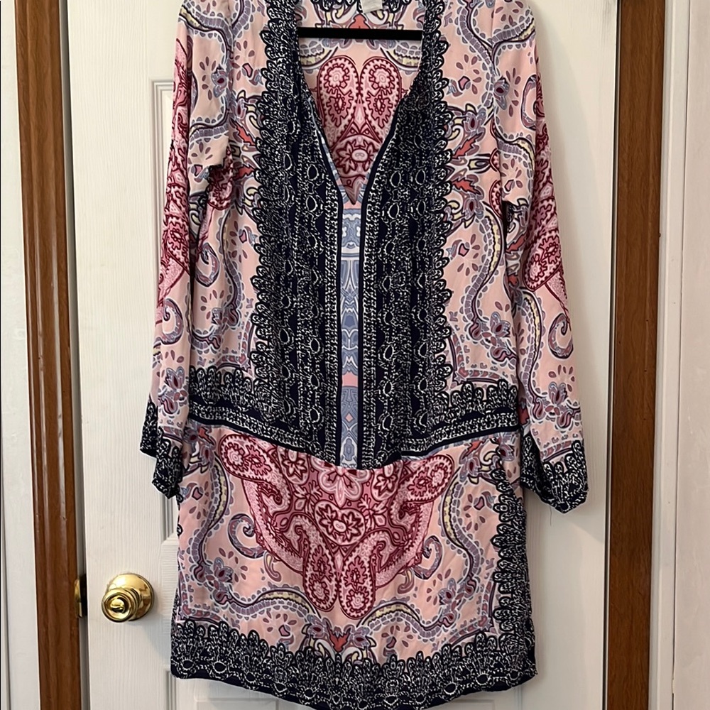 Elegant Long Sleeve Paisley Dress